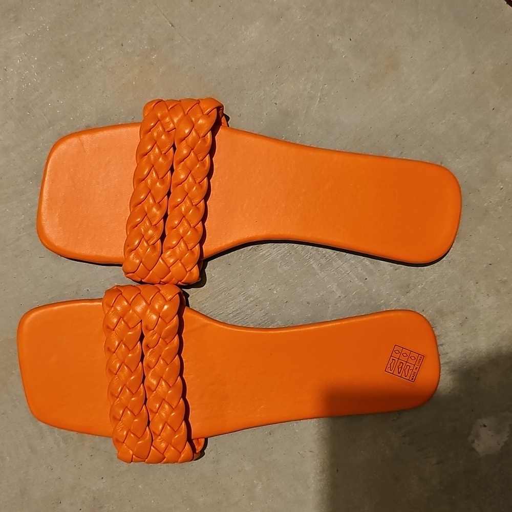 Women's Orange Square Toe Slide Sandals. Size 10. NWOT.
